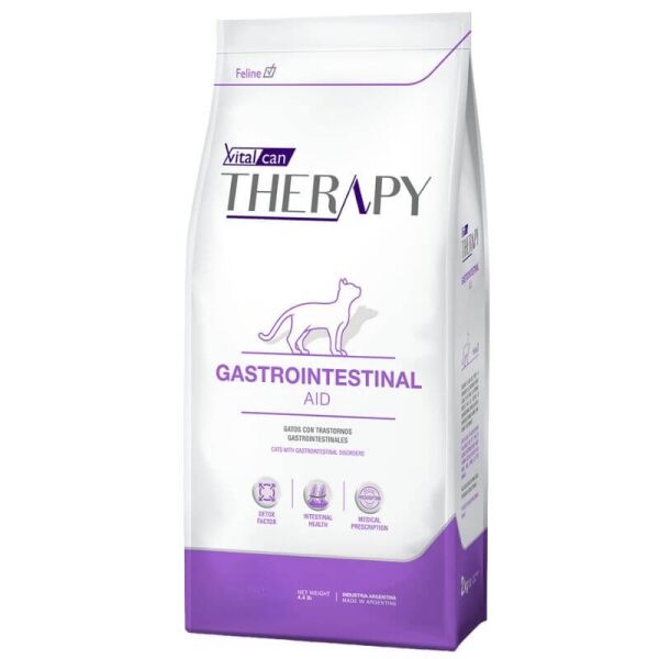 <strong>Vitalcan Therapy</strong> Feline Gastrointestinal Aid, Alimento Seco Medicado para Gatos, Cuidado Gastrointestinal, bolsa de 2 kg