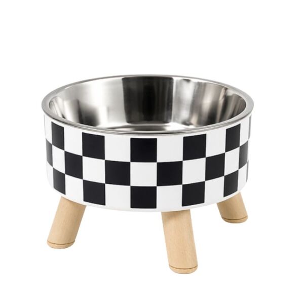 <strong>Marben Pets</strong> Comedero Elevado para Mascotas Diseño Ajedrez