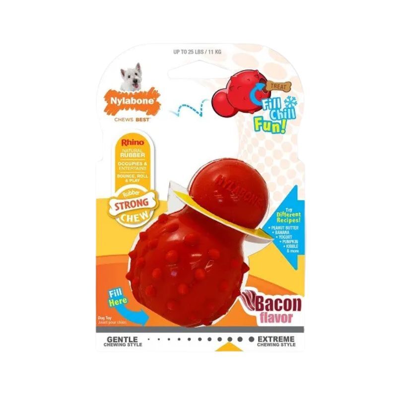<strong>Nylabone</strong> Strong Chew, Cono 3 en 1 Rellenable, Congelable, Sabor Tocino, Talla M