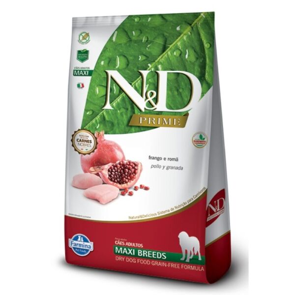 <strong>N&D</strong> Prime Adult Maxi Breed, Alimento Seco para Perros Adultos, Raza Grande, Pollo y Granada, bolsa de 10.1 kg
