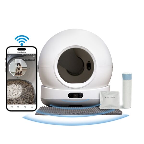 <strong>TikPaws</strong> LitterMaster, Baño Arenero Automático para Gatos con App y Cámara, Blanco