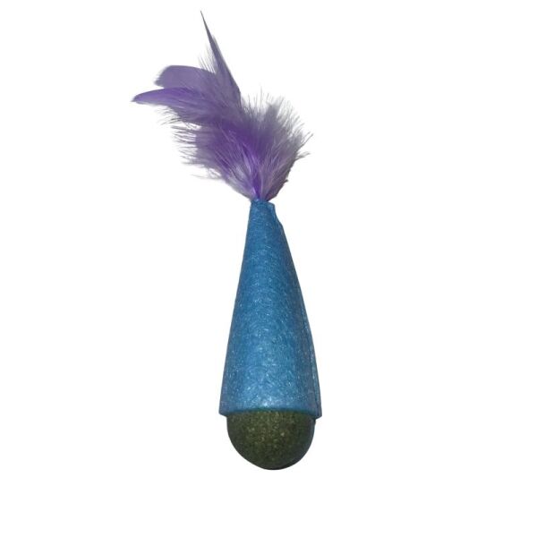 <strong>Guau!</strong> Juguete para Gatos, Cono con Catnip y Plumas, color según disponibilidad