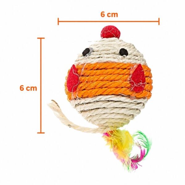 <strong>Guau!</strong> Ratón de Sisal con Plumas Juguete para Gatos, largo de 6 cm, Color sujeto a disponibilidad - Imagen 2