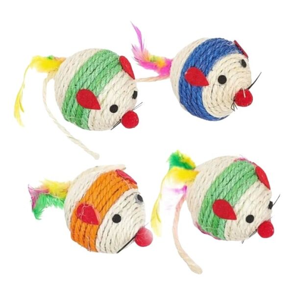 <strong>Guau!</strong> Ratón de Sisal con Plumas Juguete para Gatos, largo de 6 cm, Color sujeto a disponibilidad - Imagen 3
