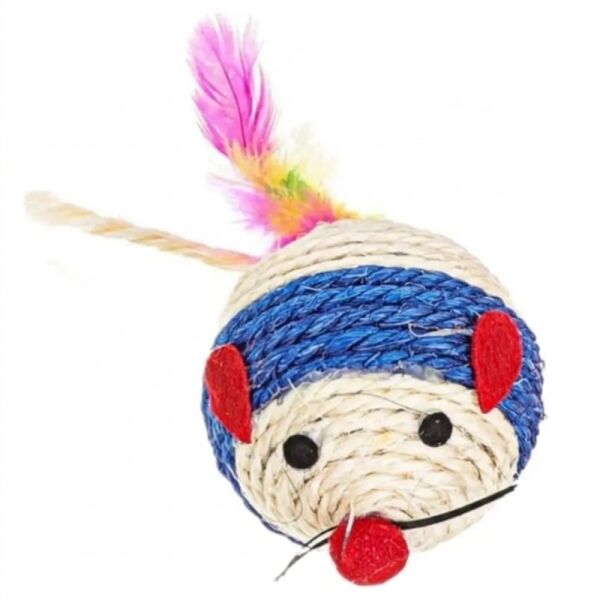 <strong>Guau!</strong> Ratón de Sisal con Plumas Juguete para Gatos, largo de 6 cm, Color sujeto a disponibilidad