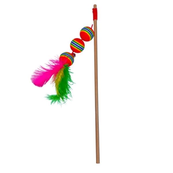 <strong>Guau!</strong> Varilla Juguete para Gatos con Pelotas y Pluma, color según disponibilidad