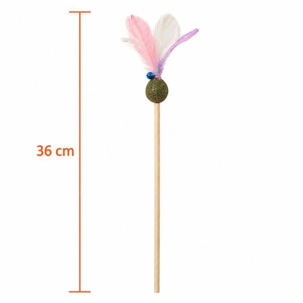 <strong>Guau!</strong> Varilla para Gatos con Bola de Catnip, Plumas y Cascabel, largo de 36 cm - Imagen 2