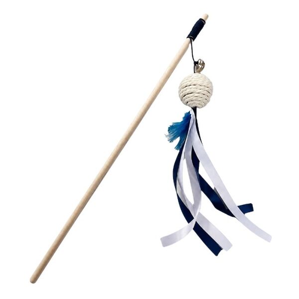 <strong>Guau!</strong> Varilla para Gatos con Pelota de Sisal con Cintas y Plumas, largo de 40 cm