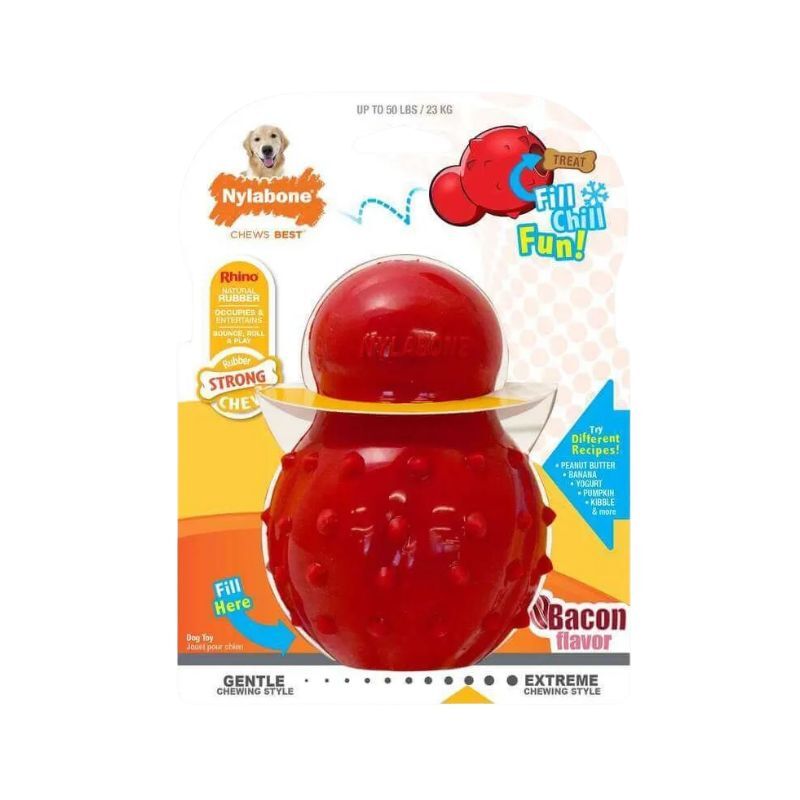 <strong>Nylabone</strong> Strong Chew, Cono 3 en 1 Rellenable, Congelable, Sabor Tocino, Talla L