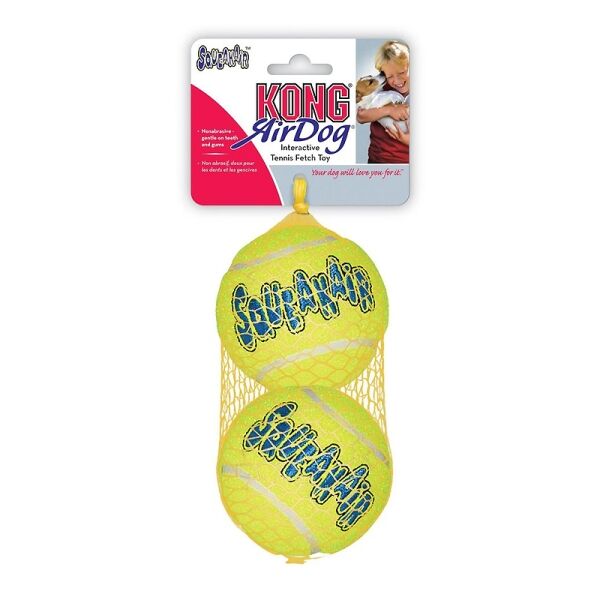 <strong>KONG</strong> SqueakAir Ball X2, Pelotas de Tenis con Chirriador para Perros