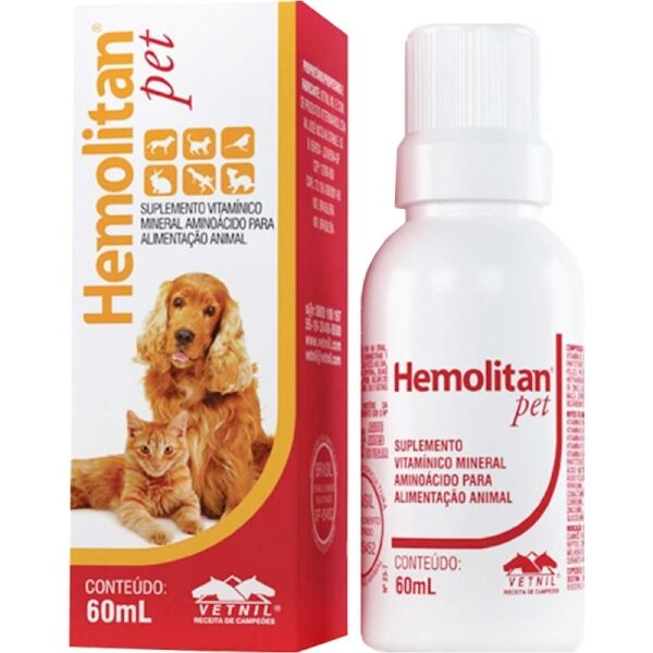 <strong>Hemolitan</strong> Pet, Suplemento Nutricional Vitamínico y Mineral para Perros, Gatos y más, gotario de 30-60 ml