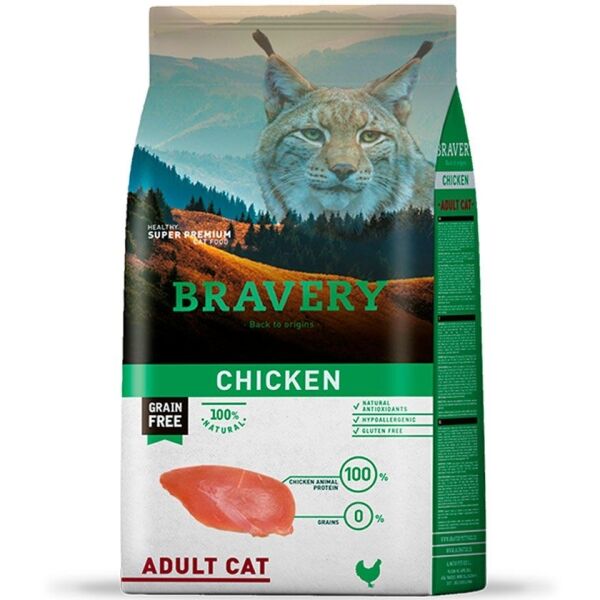 <strong>Bravery</strong> Chicken Adult Cat, Alimento para Gatos Adultos, Pollo, bolsa de 2-7 kg