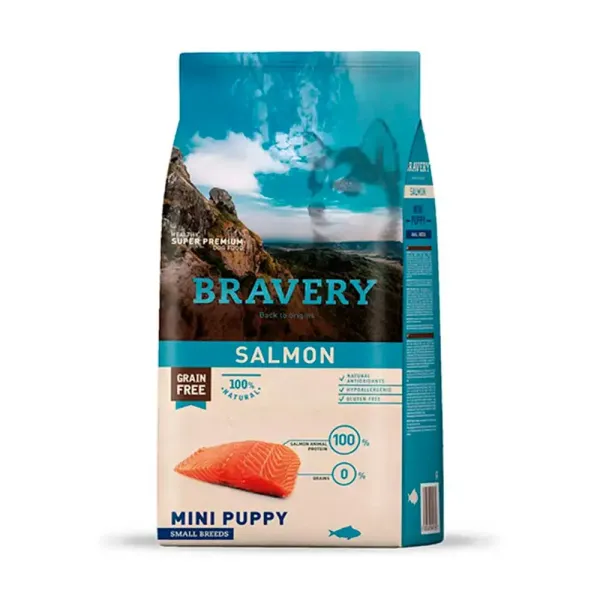 <strong>Bravery</strong> Alimento Seco para Perros, Cachorro, Raza Mini/Pequeña, Salmón, bolsa de 2-7 kg