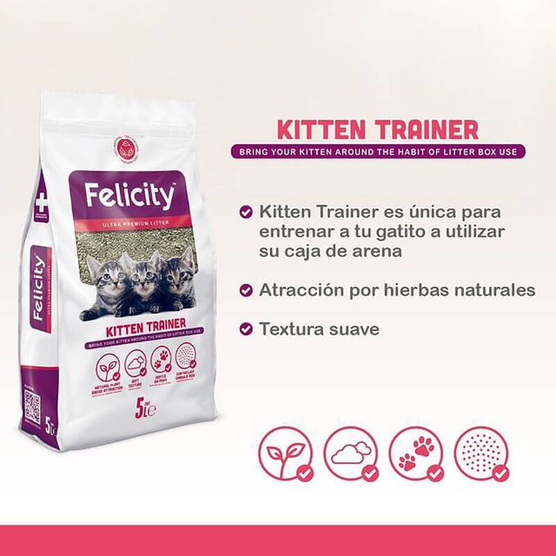 <strong>Felicity</strong> Kitten Trainer Ultra Premium Litter para Gatos, Arena de Entrenamiento con Hierbas Naturales, Capacidad de Aglutinación Superior, Sin Perfumes Añadidos, Eliminable en el Baño - Imagen 2