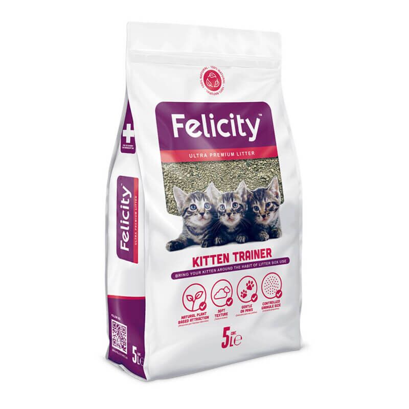 <strong>Felicity</strong> Kitten Trainer Ultra Premium Litter para Gatos, Arena de Entrenamiento con Hierbas Naturales, Capacidad de Aglutinación Superior, Sin Perfumes Añadidos, Eliminable en el Baño