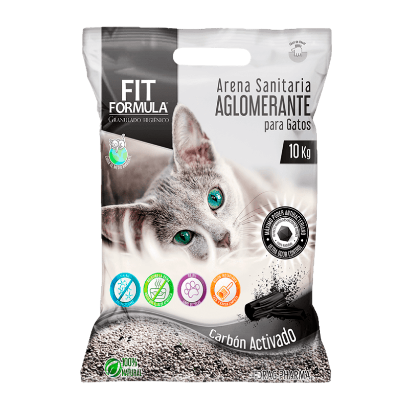 <strong>Fit Formula</strong> Arena Sanitaria Aglomerante con Carbón Activado para Gatos, 10 kg
