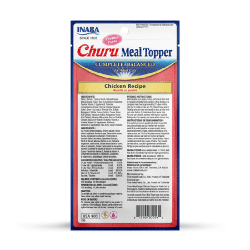 <strong>Inaba</strong> Churu Meal Topper, Alimento Húmedo para Gatos, Topper o Saborizante, Pollo, 4 tubos de 14 gr - Imagen 2