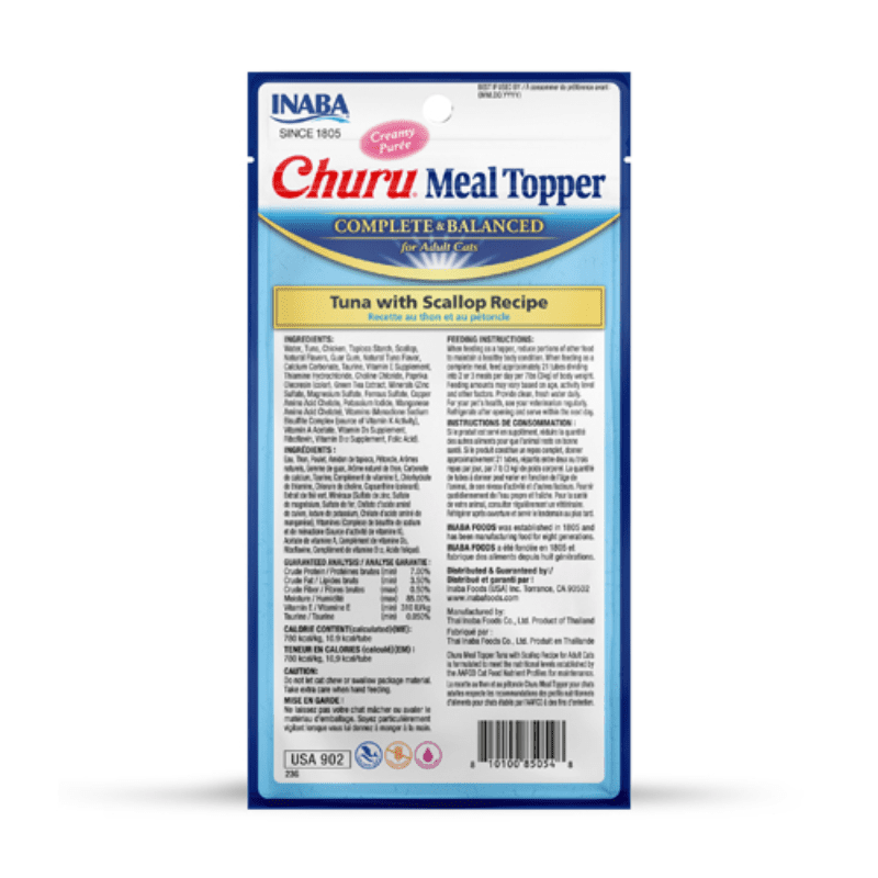 <strong>Inaba</strong> Churu Meal Topper, Alimento Húmedo para Gatos, Topper o Saborizante, Atún con Ostión, 4 tubos de 14 gr - Imagen 2