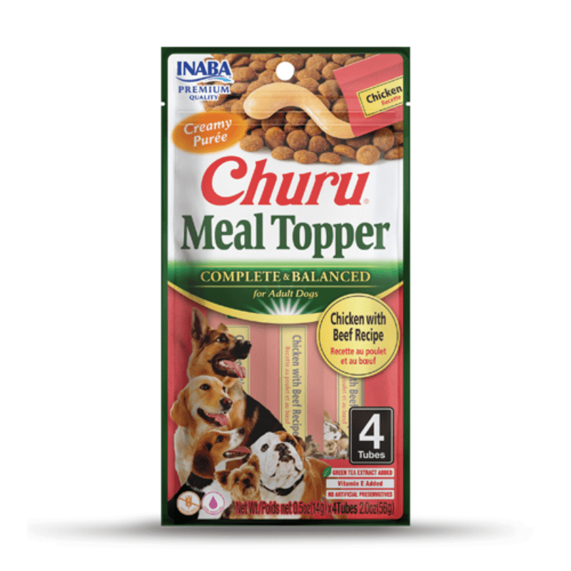 <strong>Inaba</strong> Churu Meal Topper, Alimento Húmedo para Perros, Topper o Saborizante, Pollo y Carne, 4 tubos de 14 gr