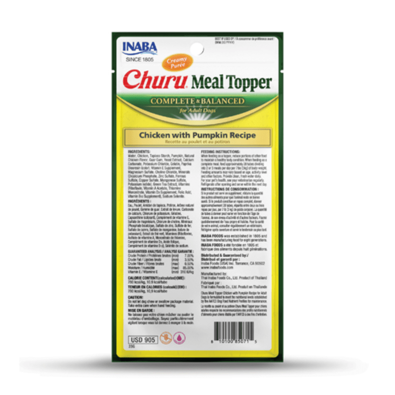 <strong>Inaba</strong> Churu Meal Topper, Alimento Húmedo para Perros, Topper o Saborizante, Pollo y Calabaza, 4 tubos de 14 gr - Imagen 2