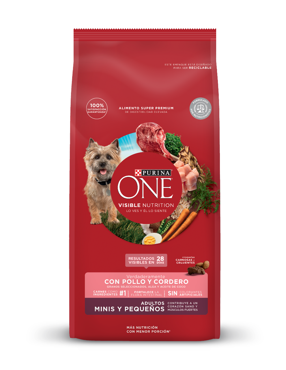 <strong>Purina ONE</strong> Alimento Seco para Perros, Adulto, Raza Mini/Pequeña, Pollo y Cordero, bolsa de 2-6 kg