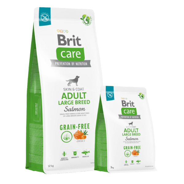 <strong>Brit Care</strong> Grain Free Adult Large Breed, Alimento Seco para Perros Adultos, Raza Grande, Salmón Libre de Granos, bolsa de 3-12 kg