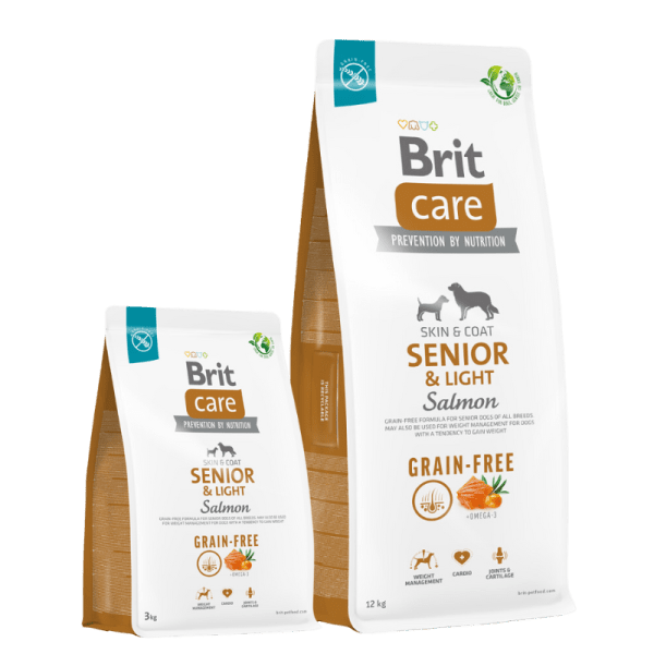 <strong>Brit Care</strong> Grain Free Senior & Light, Alimento Seco para Perros Senior, Control de Peso, Salmón Libre de Granos, bolsa de 3-12 kg