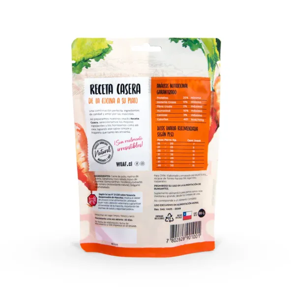 <strong>Wuaf</strong> Receta Casera, Snack Natural para Perros, Galletitas Pollo Zanahoria, bolsa de 100 gr - Imagen 2