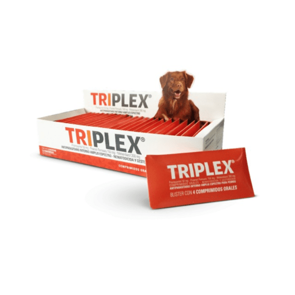 <strong>TRIPLEX</strong> Antiparasitario Interno para Perros, desde 10 kg, 4 comprimidos masticables (dosis mensuales)