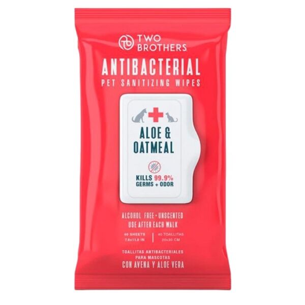 <strong>Two Brothers</strong> Toallitas Antibacteriales para Mascotas, 40 Unidades