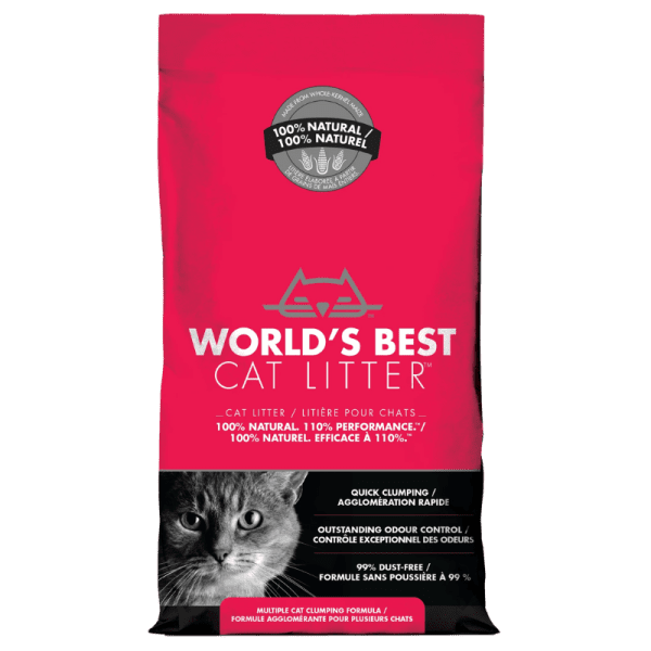 <strong>World's Best Cat Litter</strong> Multiple Cat Clumping, Arena Sanitaria Aglomerante de Maíz para Gatos, Sin Aroma, 3.18-6.35 kg