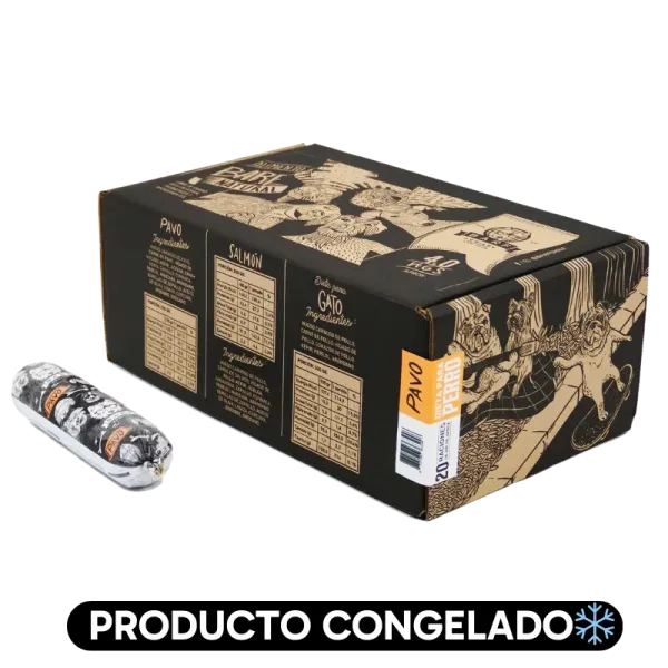 <strong>Barf</strong> Alimento Húmedo Natural Completo para Perros, Pavo, Caja 4 kg, 20 unidades de 200 gr, en sachet