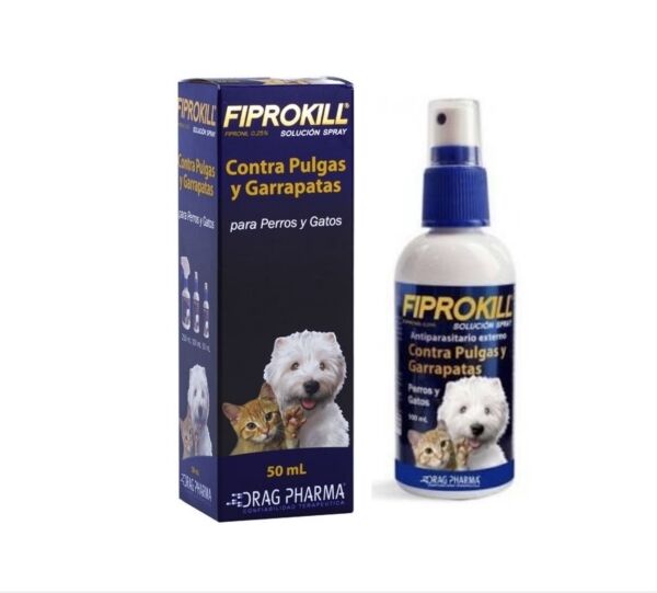 <strong> Fiprokill</strong> Spray, Antipulgas en Spray para Perros y Gatos, botella de 50-100-250 ml