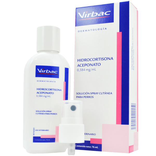 <strong>Virbac</strong> Hidrocortisona Aceponato Spray Cutáneo, Tratamiento Tópico Antiinflamatorio para Perros, frasco de 76 ml