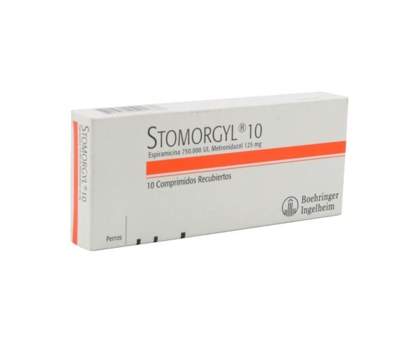 <strong>Stomorgyl</strong> 10 (espiramicina-metronidazol), Antibiótico para Perros y Gatos, 10 comprimidos