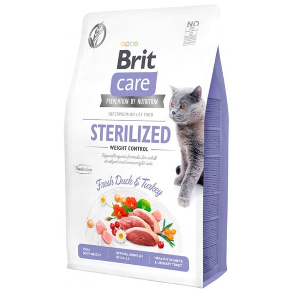 <strong>Brit Care</strong> Cat Grain Free, Sterilized Weight Control, Alimento Seco para Gatos Esterilizados, Control de Peso, Libre de Granos, bolsa de 2-7 kg