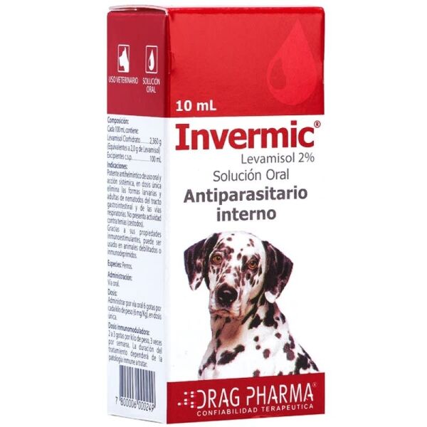 <strong>Invermic</strong> Solución Oral, Antiparasitario Interno e Inmunoestimulante para Perros, gotario de 10 ml
