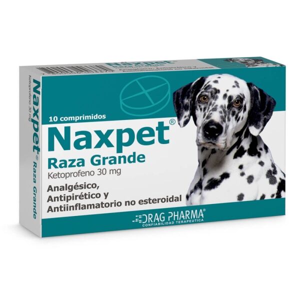 <strong>Naxpet</strong> Raza Grande (Ketoprofeno), Analgésico, Antiinflamatorio y Antipirético para Perros, 30 mg, 10 comprimidos
