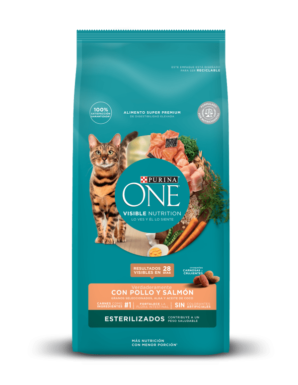 <strong>Purina ONE</strong> Alimento Seco para Gatos Esterilizados, Pollo y Salmón, bolsa de 2-6 kg