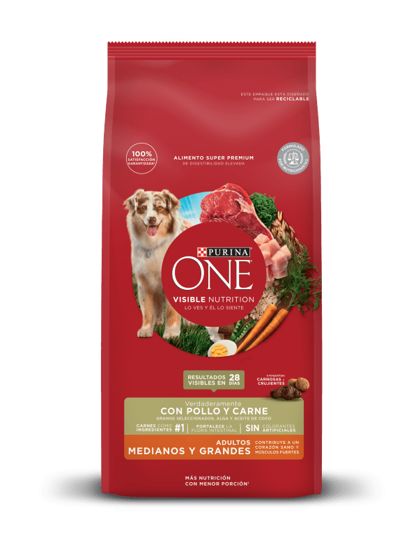 <strong>Purina ONE</strong> Alimento Seco para Perros, Adulto, Raza Mediana/Grande, Pollo y Carne, bolsa de 6-12 kg