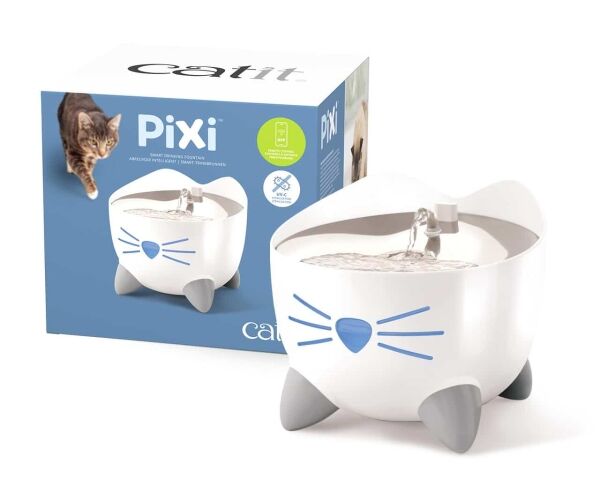 <strong>Catit</strong> Pixi Bebedero Smart para Gatos, Fuente Inteligente con Control por App y Filtro UV-C, Capacidad de 2 lt