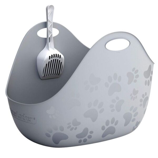 <strong>Litter Locker</strong> Litter Box, Arenero Abierto para Gatos, Incluye Pala, Gris