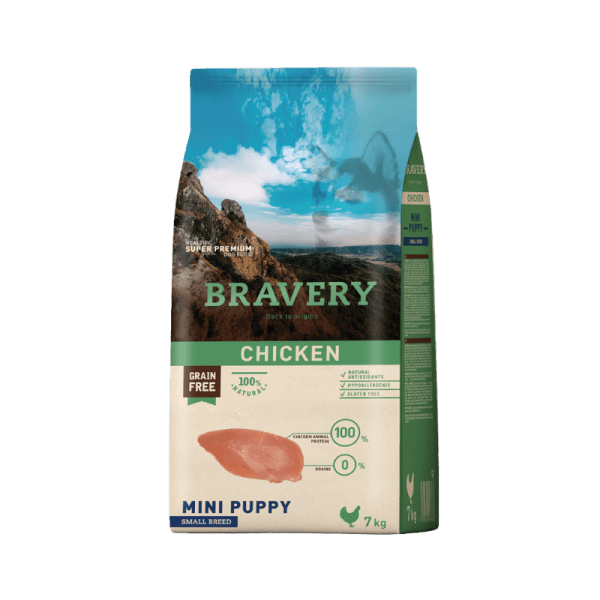 <strong>Bravery</strong> Alimento Seco para Perros, Cachorro, Raza Mini/Pequeña, Pollo, bolsa de 7 kg