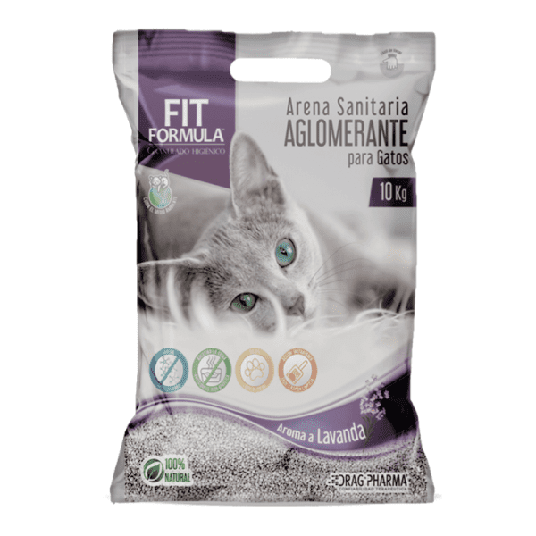 <strong>Fit Formula</strong> Arena Sanitaria Aglomerante con Bentonita y Aroma a Lavanda para Gatos, Bolsa de 10 kg