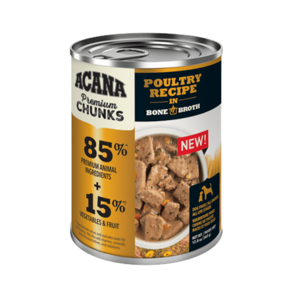 <strong>ACANA</strong> Alimento Húmedo para Perros, Caldo de Pollo en Trozos, 363 gr, en lata