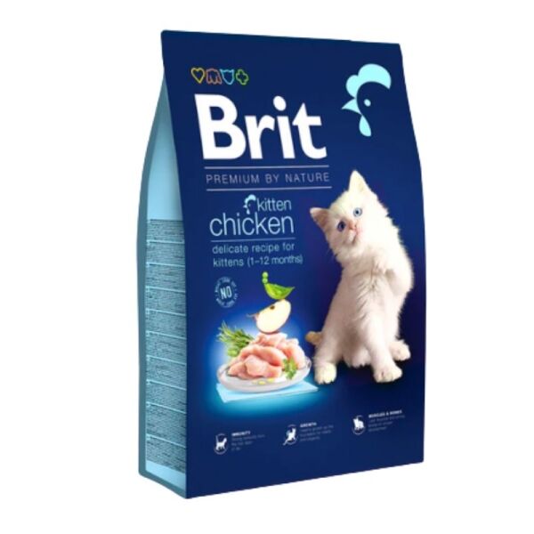 <strong>Brit</strong> Premium by Nature Cat Kitten Chicken, Alimento Seco para Gatitos, Pollo, bolsa de 8 kg