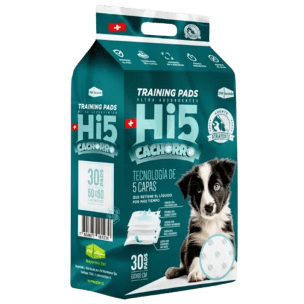 <strong>Hi5</strong> Training Pads Cachorros Sabanillas de Entrenamiento para Perros Pequeños y Medianos, Tamaño Amplio de Alta Absorción, Pack de 30 Unidades