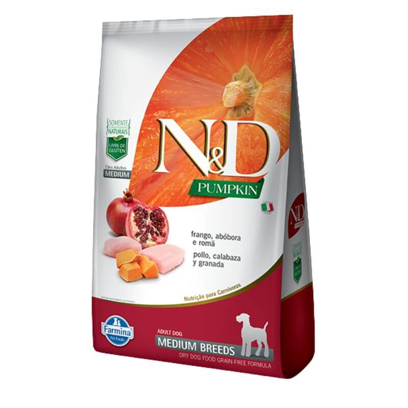 <strong>N&D</strong> Pumpkin Adult Medium Breed, Alimento Seco para Perros Adulto, Raza Mediana, Pollo, Calabaza y Granada, bolsa de 10.1 kg