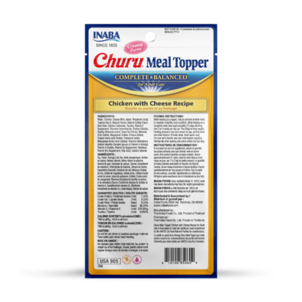 <strong>Inaba</strong> Churu Meal Topper, Alimento Húmedo para Gatos, Topper o Saborizante, Pollo con Queso, 4 tubos de 14 gr - Imagen 2