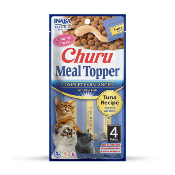 <strong>Inaba</strong> Churu Meal Topper, Alimento Húmedo para Gatos, Topper o Saborizante, Atún, 4 tubos de 14 gr